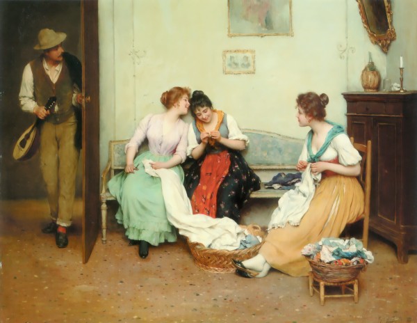 The friendly gossips by Eugene de Blaas